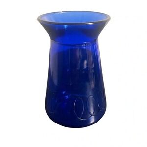 Vintage Cobalt Blue Glass Vase Loop Pattern 5" Tall. H 4 No Chips Or Cracks